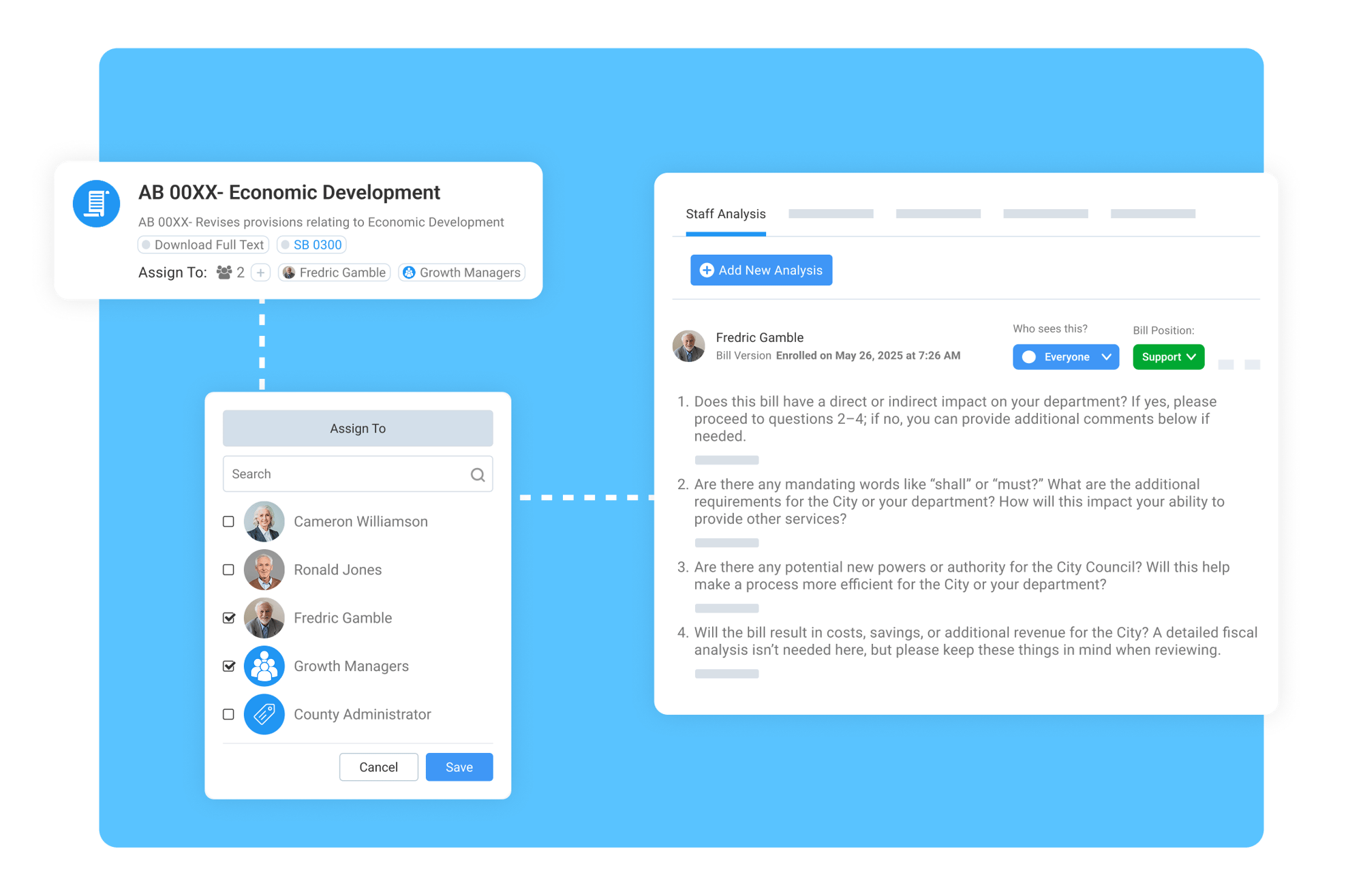 Assign bills to your team and ensure accountability
