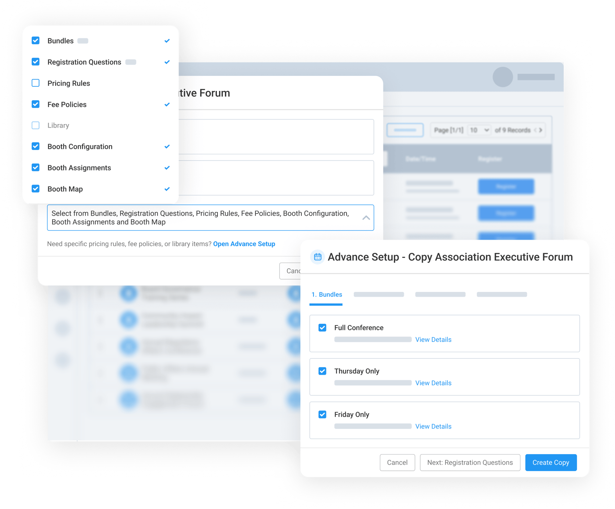 Carry Forward Exhibitor Configurations with Control