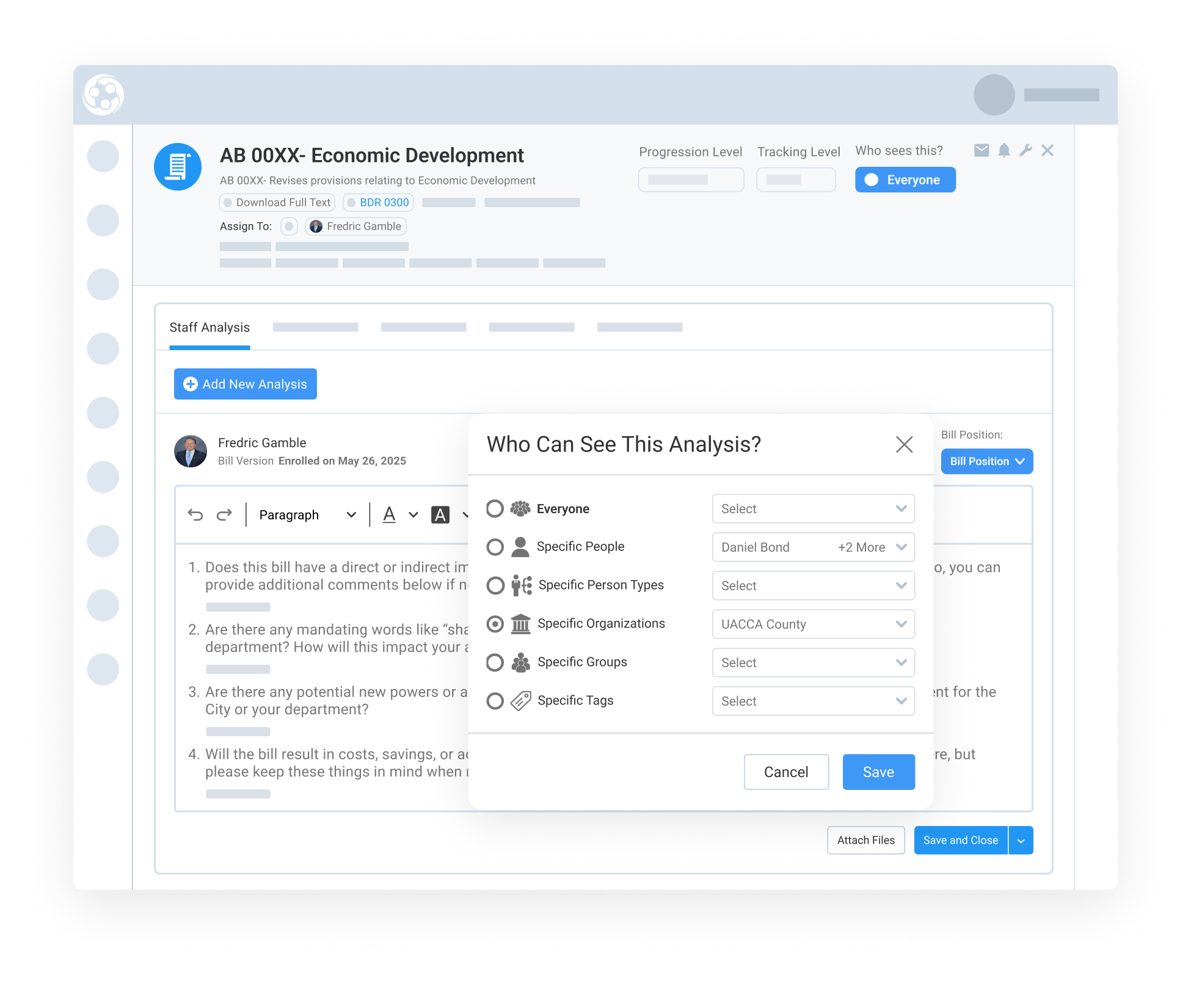 Collect analysis and position statements in one place