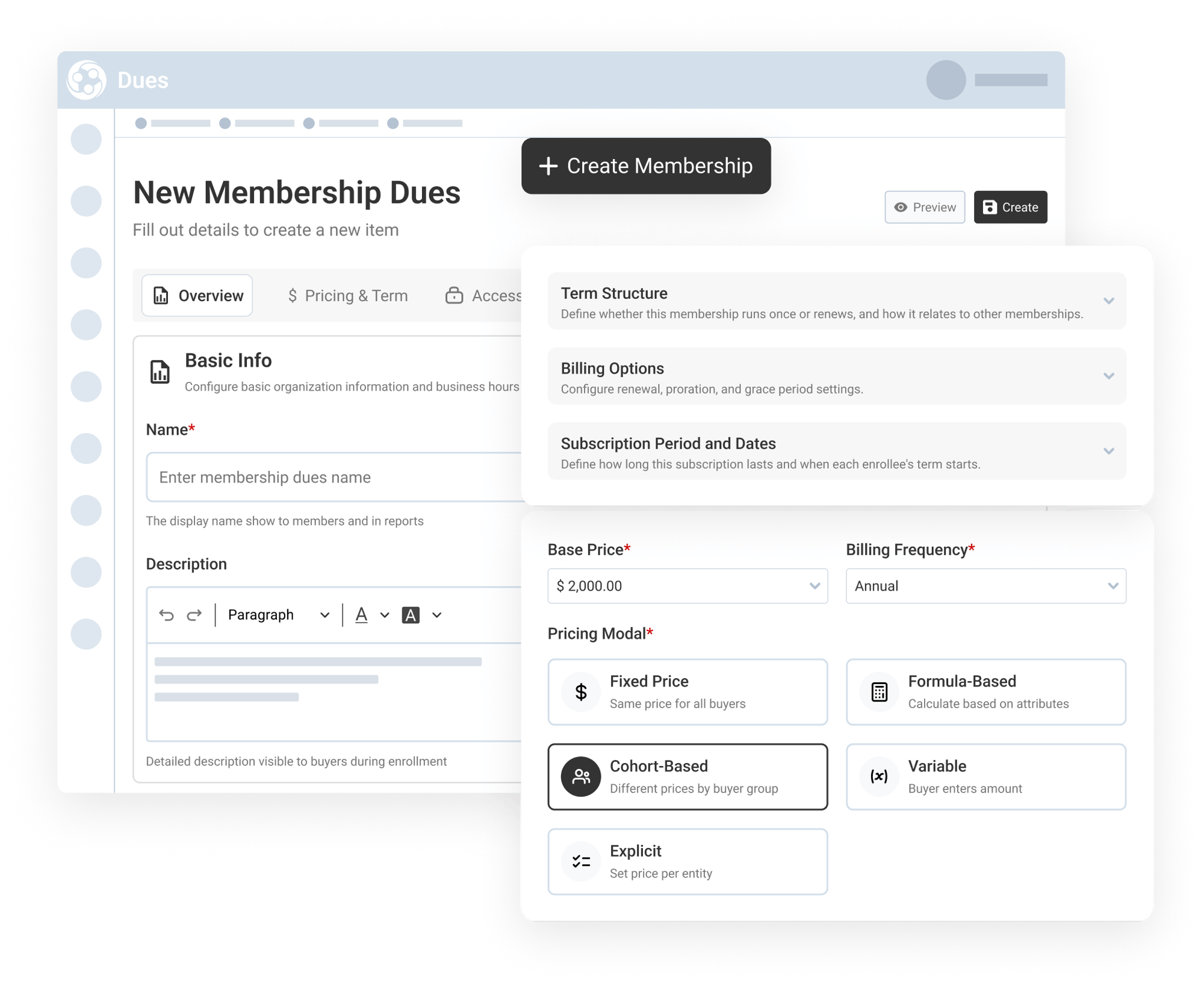 Configure Membership Details, Pricing, and Terms