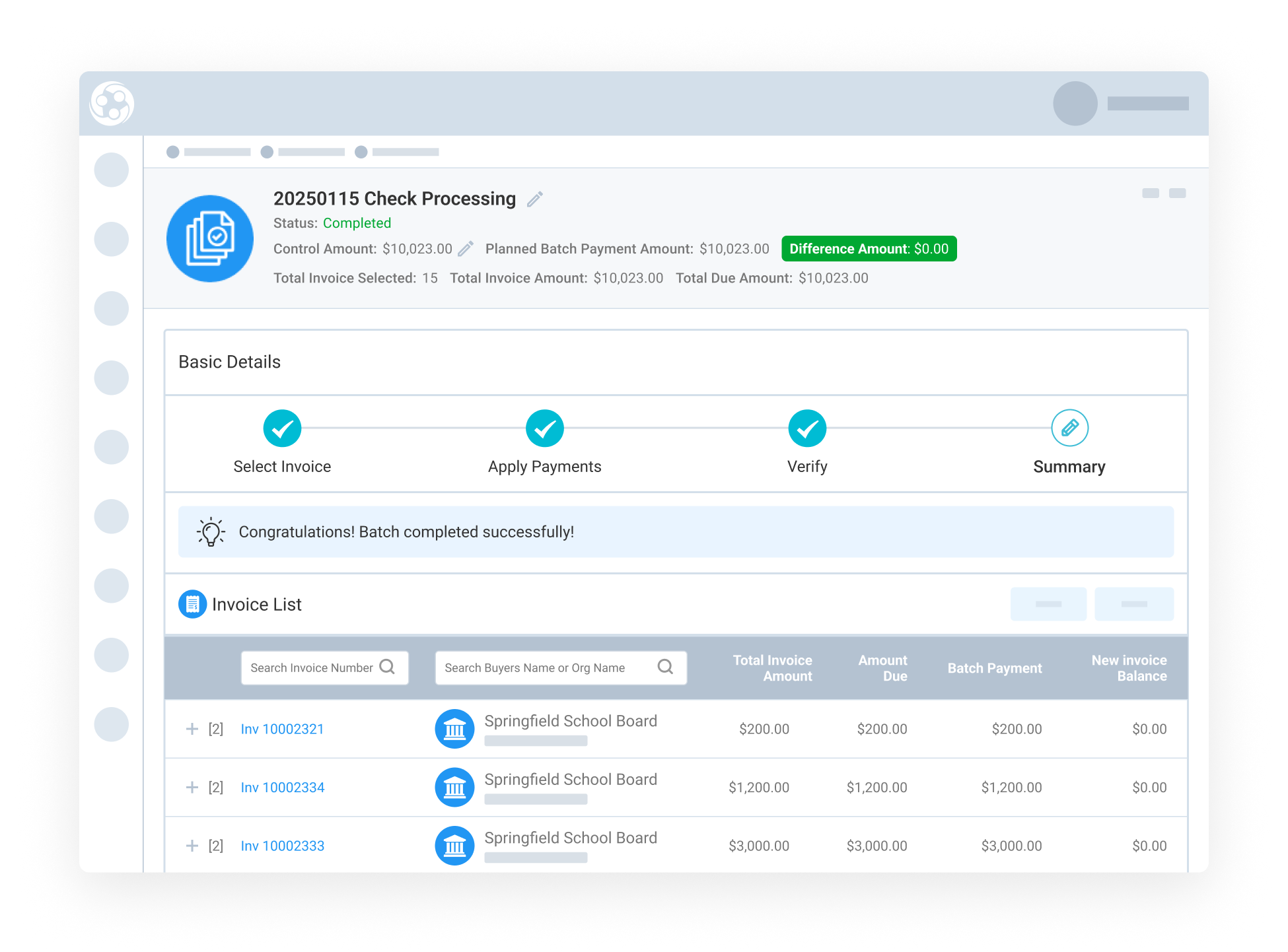 Confirm and Complete the Batch with Clear Status