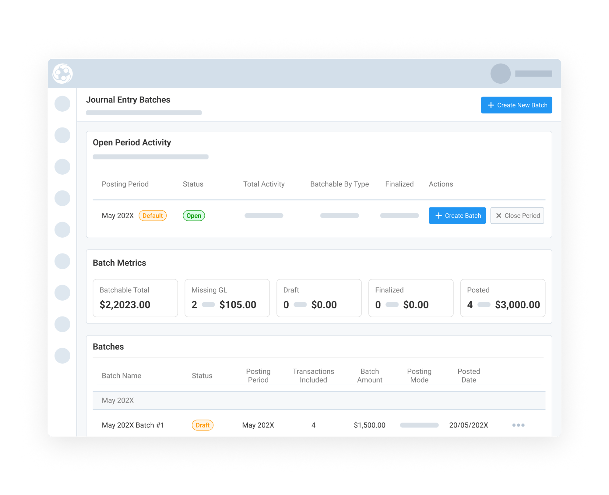 Create Accounting Batches from Open Posting Periods