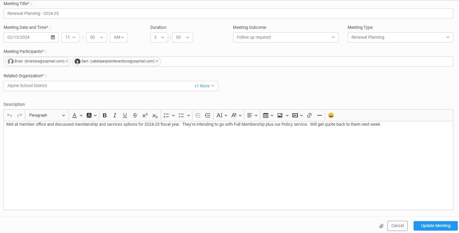 Create Interaction Example