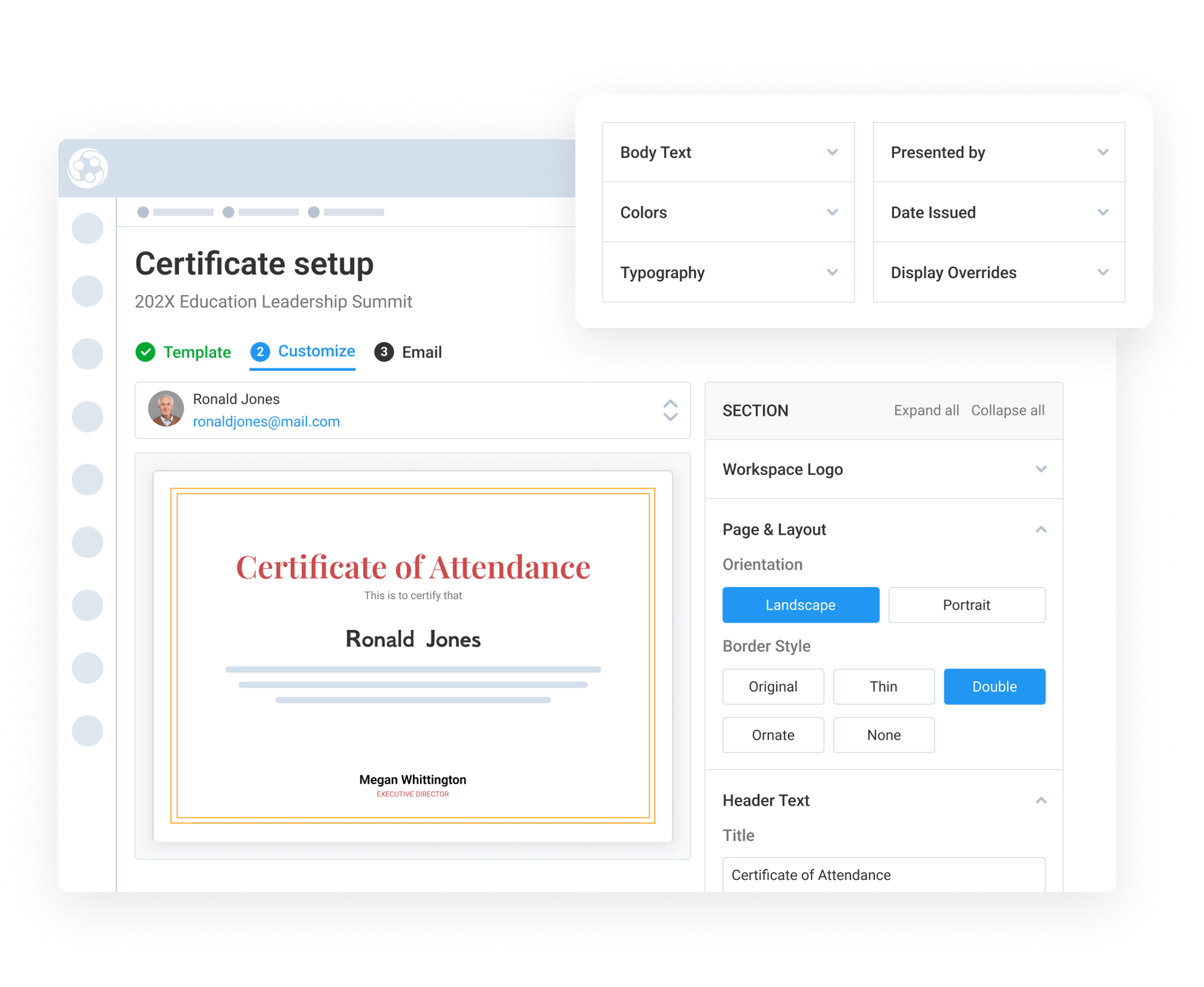 Customize Certificate Design and Content