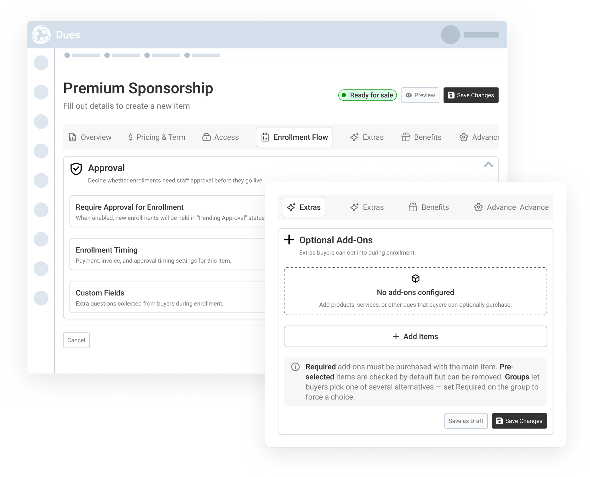 Customize Enrollment Flow, Add-Ons, and Service Options