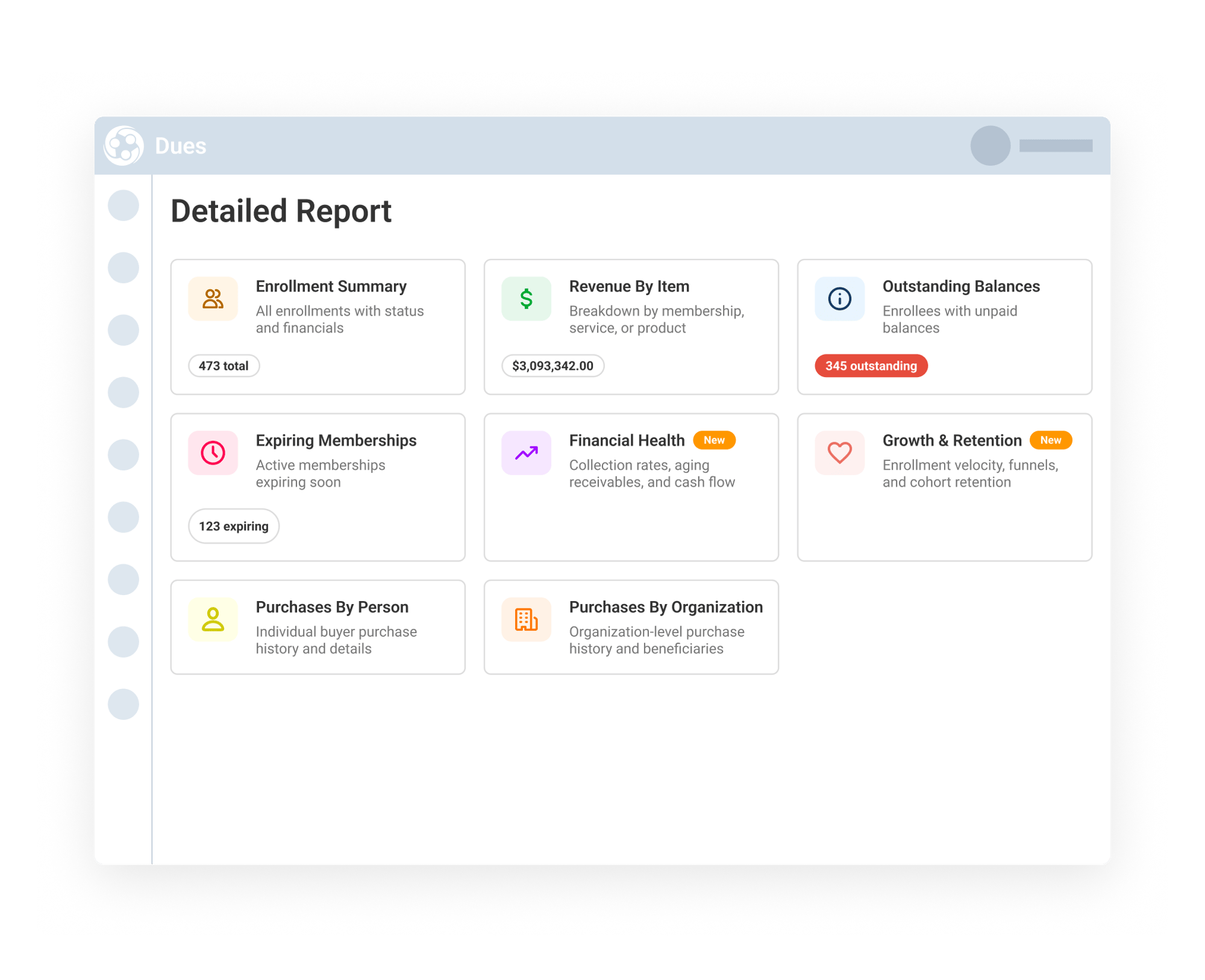 Drill Into Detailed Dues Reports
