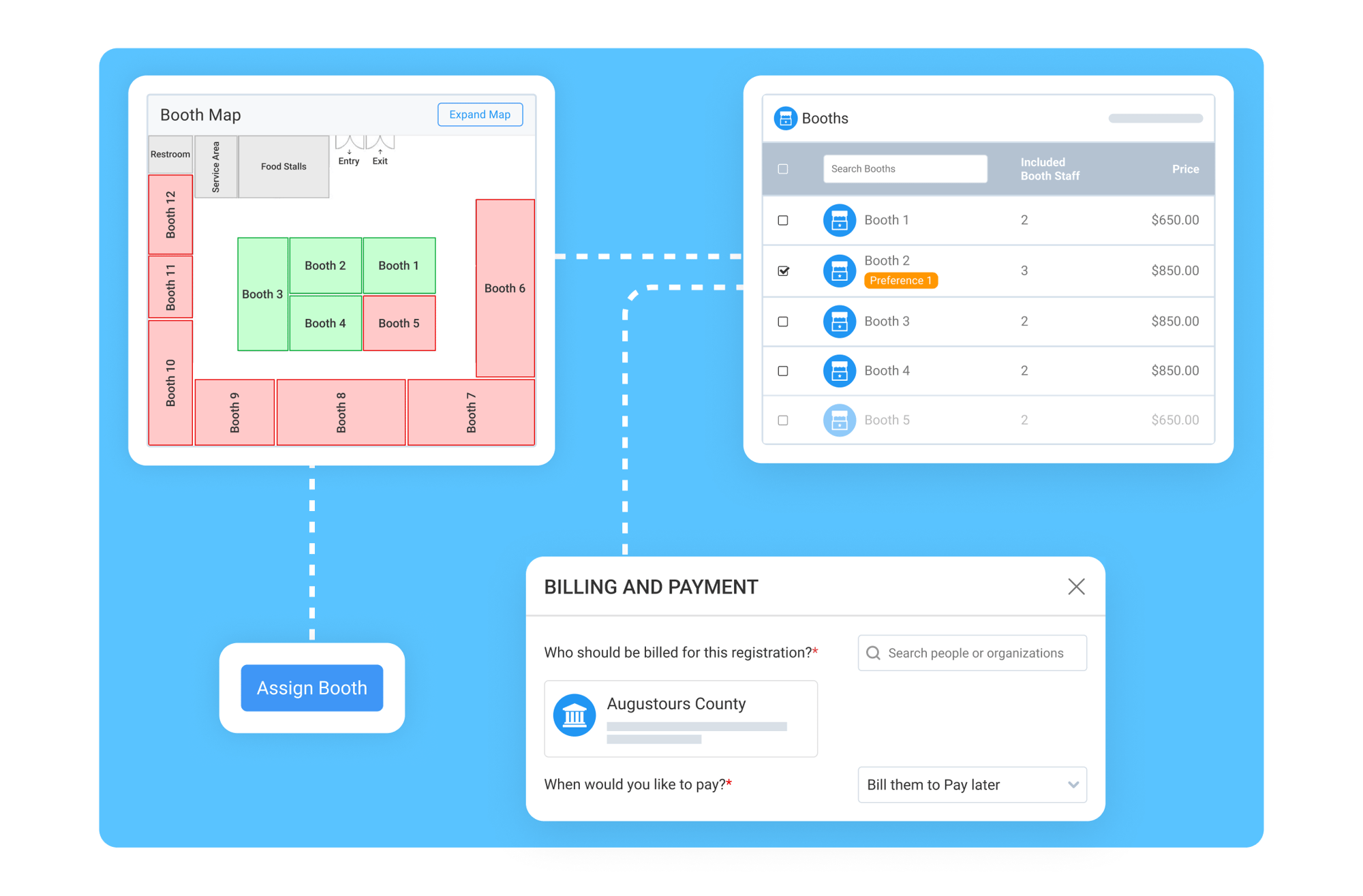 Full Control Over Booth Assignments and Financials
