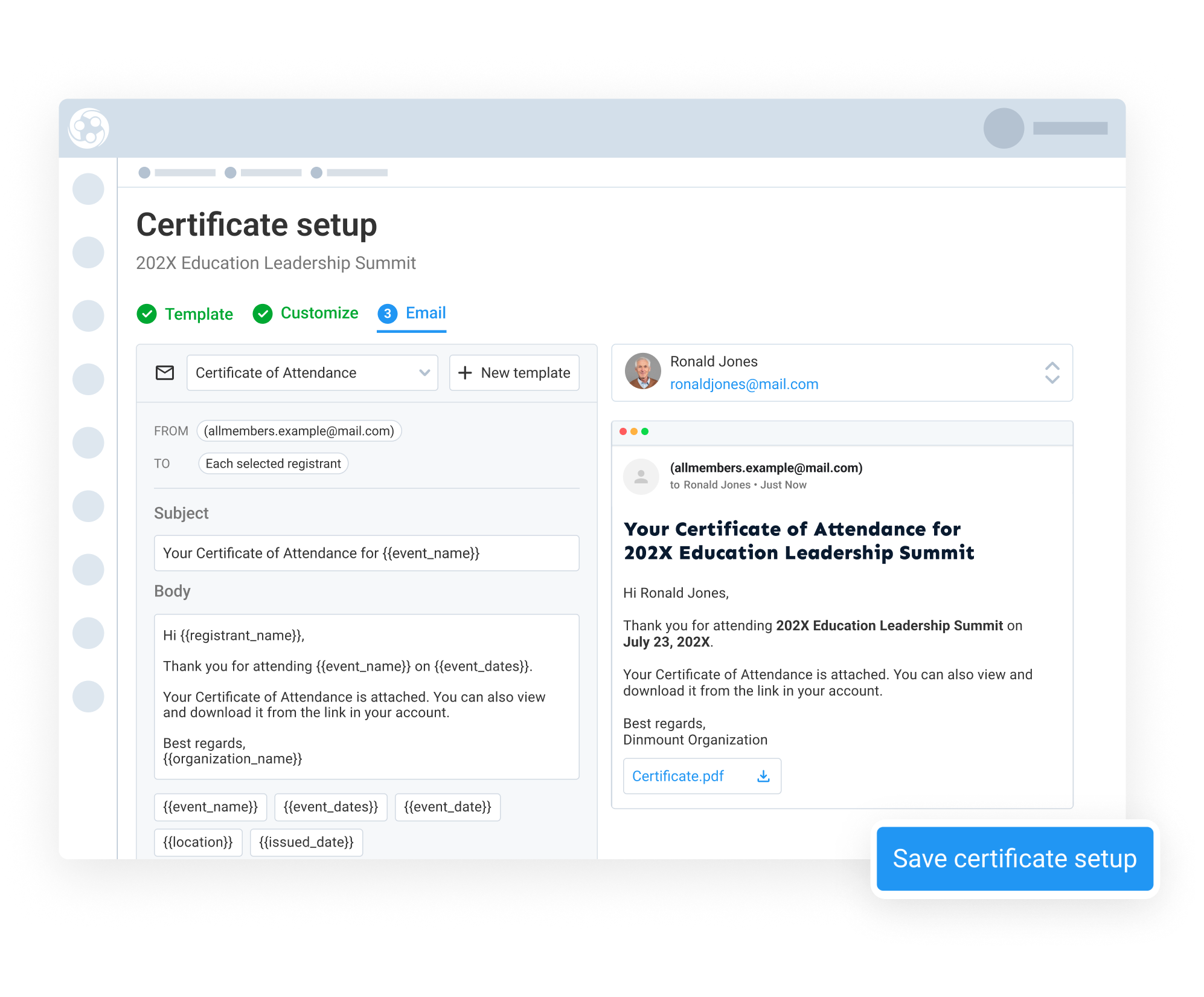 Personalize and Preview Certificate Emails