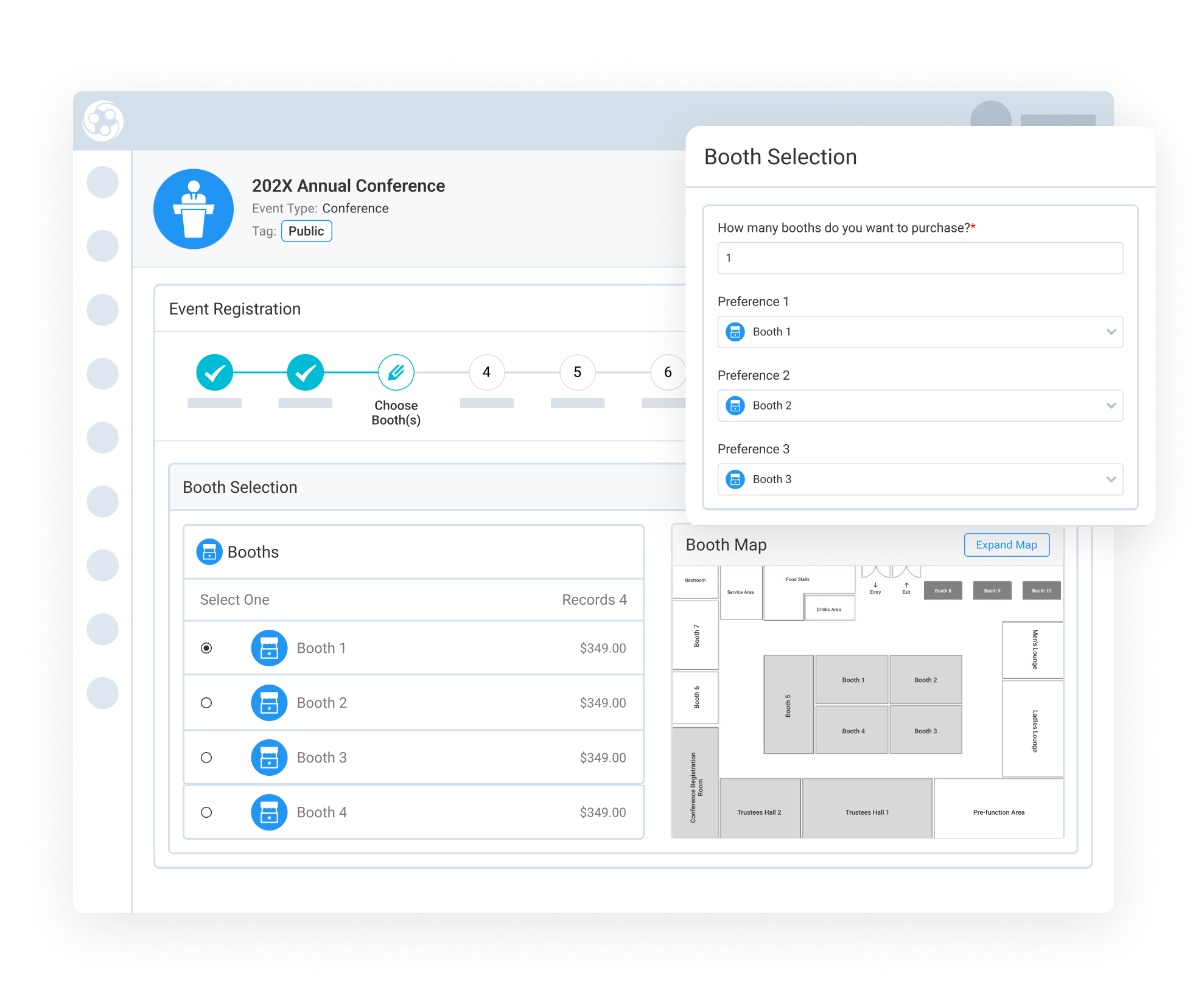 Provide Exhibitors with Booth Choices to Purchase