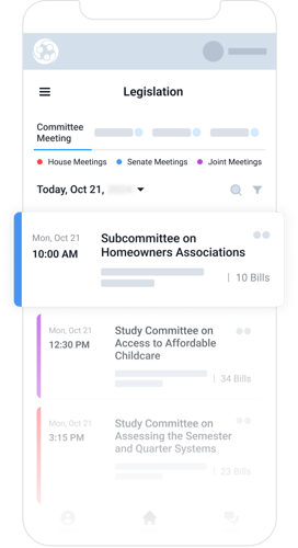 See the schedule of legislative committee meetings