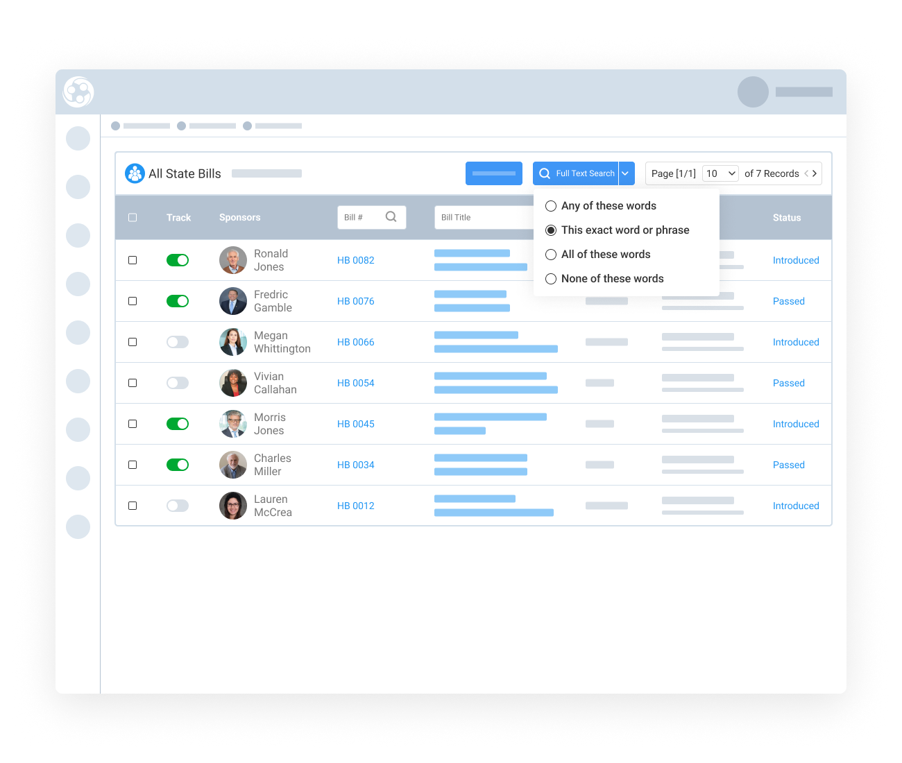 Select Relevant Bills to Track for Your Association