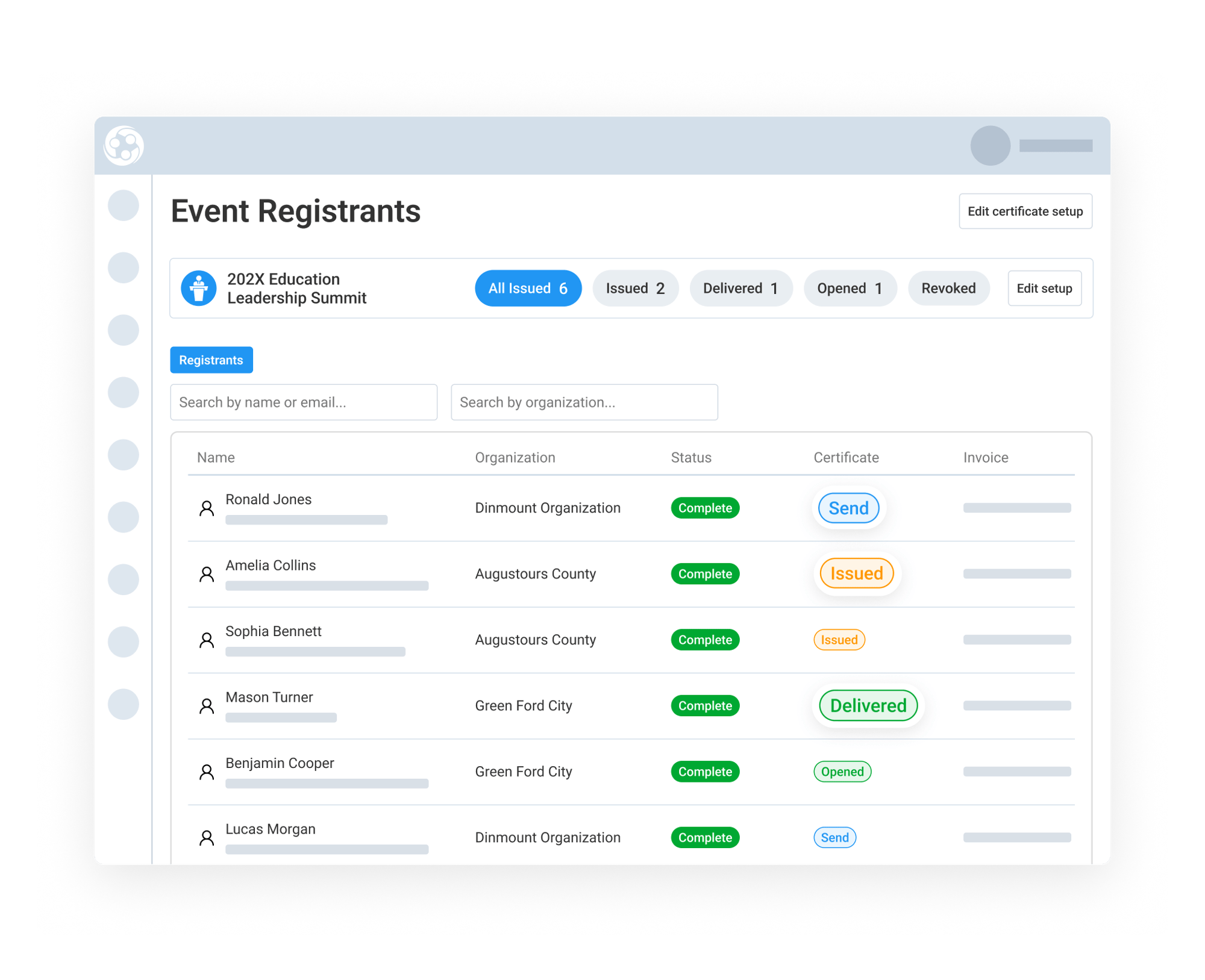 Send, Track, and Access Issued Certificates