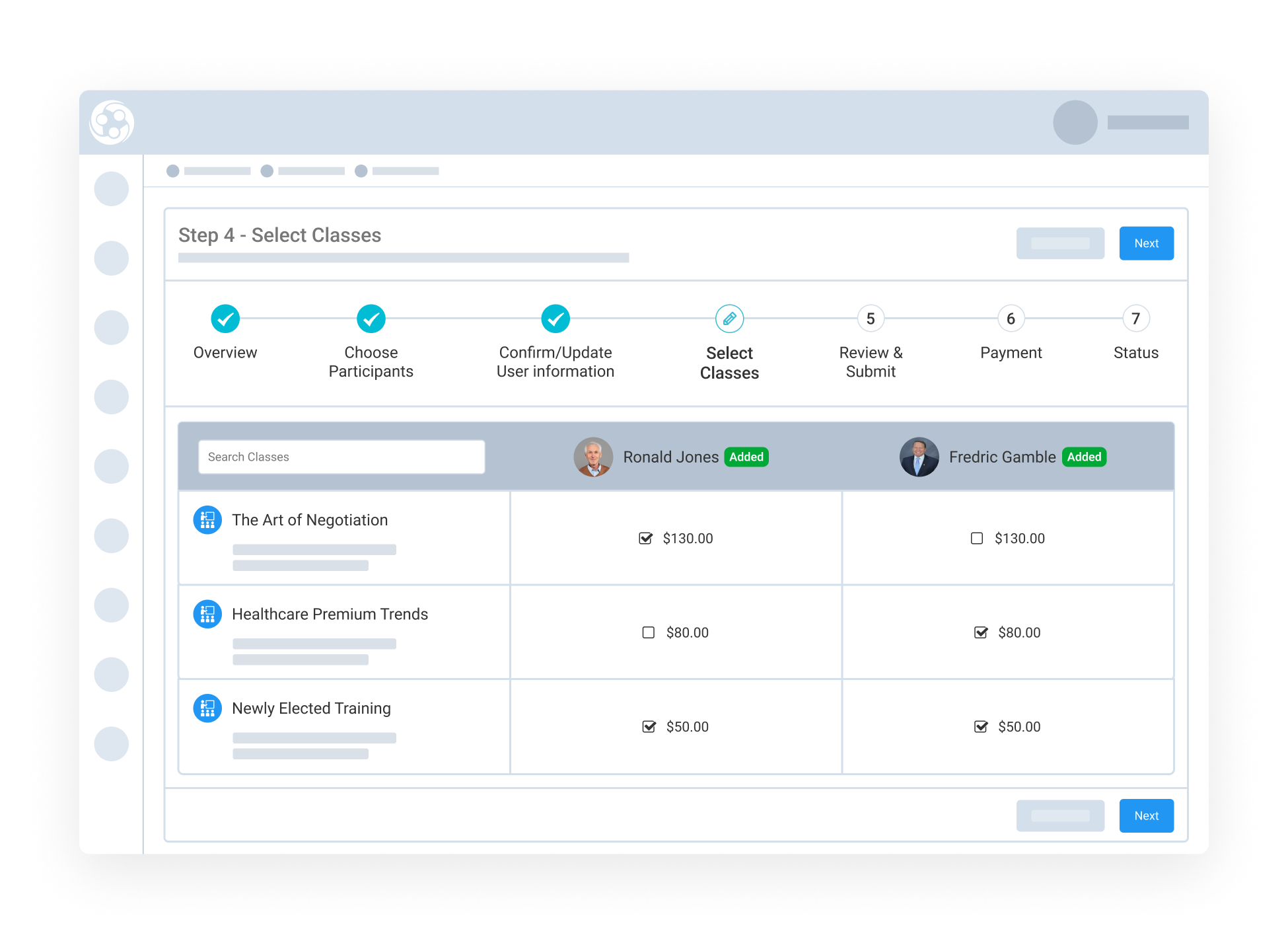 Specify Sessions for Each Participant