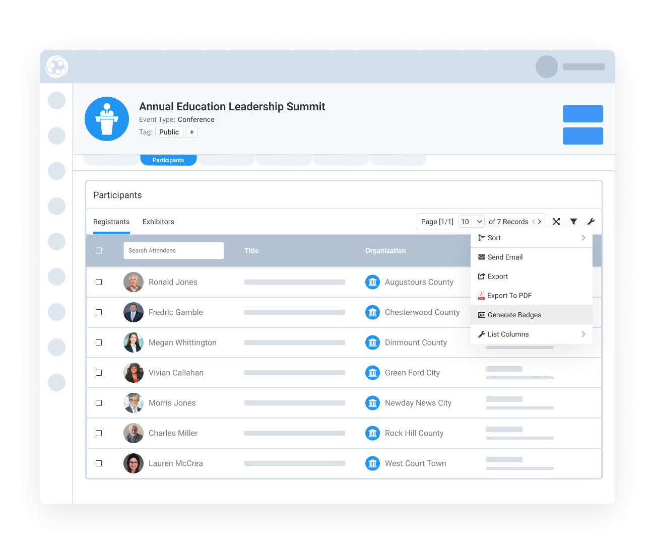 Start create name badges right from the event participant list